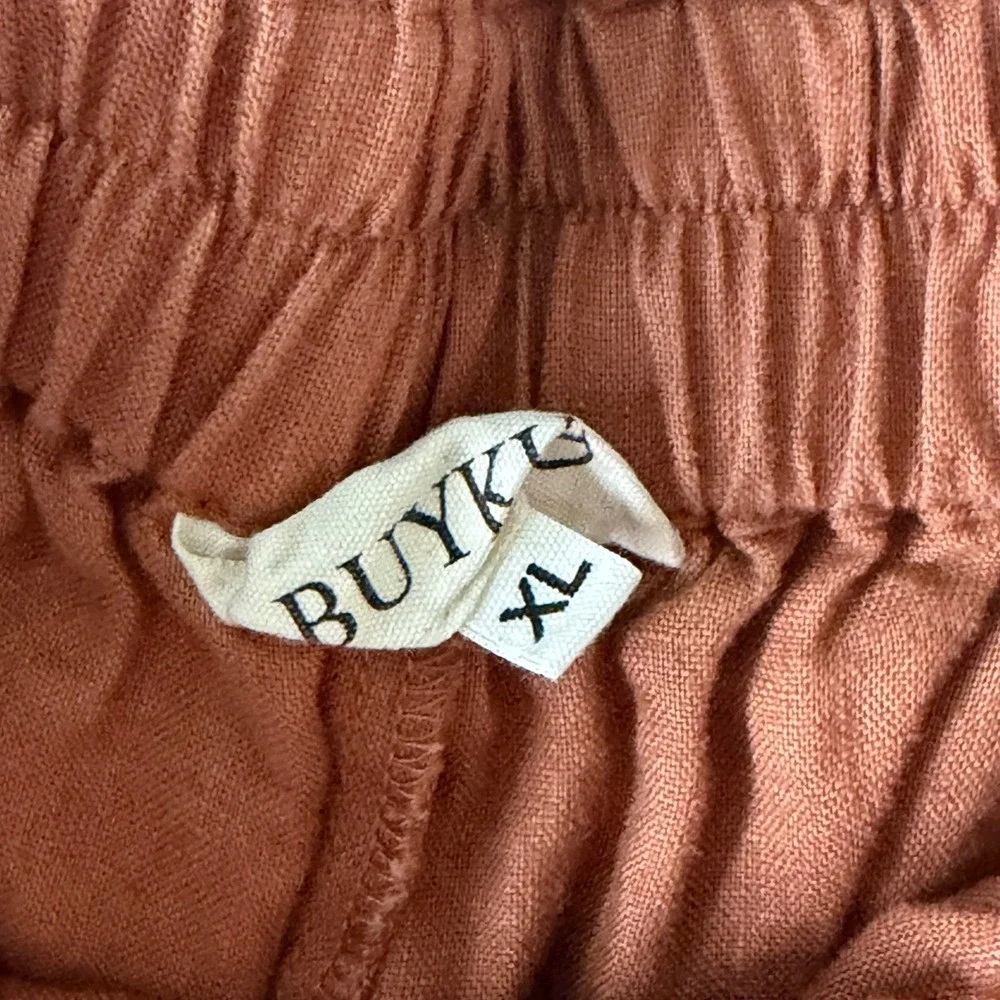 Buykud 100% Linen Brown Harem Style Pull On Pants W/ Drawstring & Pockets XL NEW - Picture 5 of 6